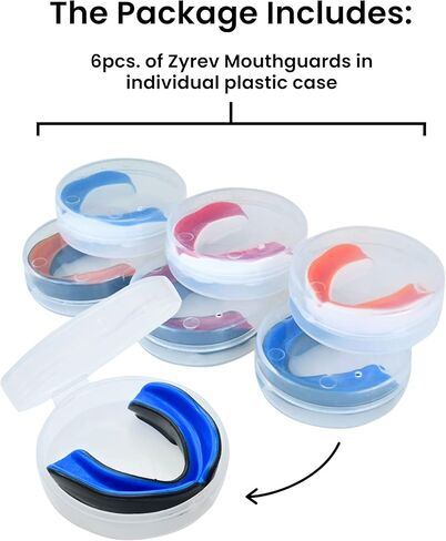 مجموعة زيريف مكونة من 6 واقيات للفم لكرة القدم، والملاكمة، والفنون القتالية المختلطة، والهوكي، واللاكروس، وواقي الفم للبيسبول/قطعة الفم بـ 6 ألوان - للبالغين in Kuwait