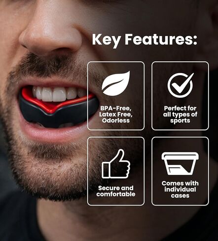 مجموعة زيريف مكونة من 6 واقيات للفم لكرة القدم، والملاكمة، والفنون القتالية المختلطة، والهوكي، واللاكروس، وواقي الفم للبيسبول/قطعة الفم بـ 6 ألوان - للبالغين in Kuwait