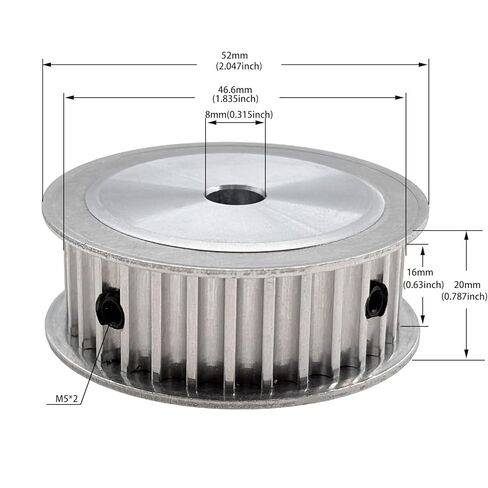 HTD 5M Timing Belt Pulley 30 Teeth 8mm Bore for 15mm Width Belt,5mm Pitch Aluminum 30T Timing Pulleys 30-5m-15-8mm in Saudi Arabia