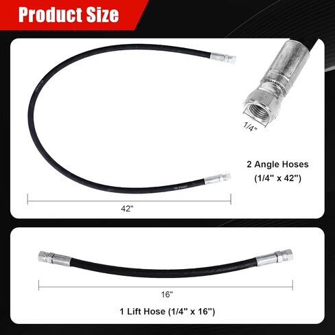 1/4x42" & 1/4x16" Heavy Duty Snow Plow Hydraulic Hose Set Kit Fit for Western 56616 56617 & Fisher 56591 56592 in Kuwait