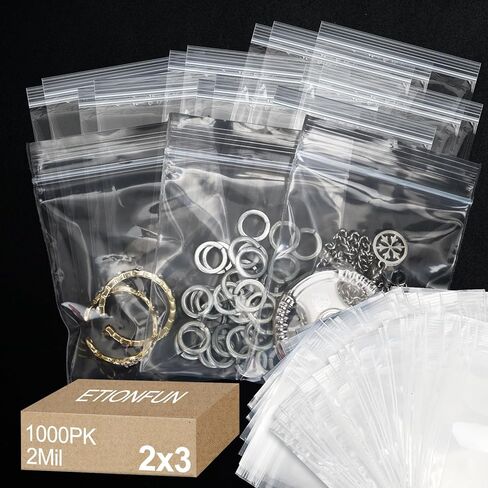 1000Pcs Small Plastic Bags 2x3 Inch, 2 Mil Clear Reclosable Poly Baggies for Packaging, Storage, Jewelry, Crafts, Food Safe Resealable Zip Bag in Saudi Arabia