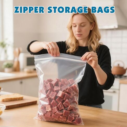 40 Pack Large 3 Gallon Storage Bags with Zipper Top, 16 x 18 inch Zipper Bags, Clear Plastic Bag for Storage, Reusable, Sealable Storage Bag for Clothes, Travel & Moving, Double-sided Thickness 4 Mil in Saudi Arabia