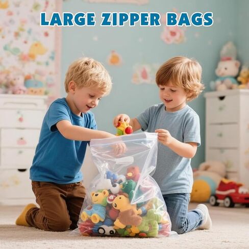 40 Pack Large 3 Gallon Storage Bags with Zipper Top, 16 x 18 inch Zipper Bags, Clear Plastic Bag for Storage, Reusable, Sealable Storage Bag for Clothes, Travel & Moving, Double-sided Thickness 4 Mil in Saudi Arabia