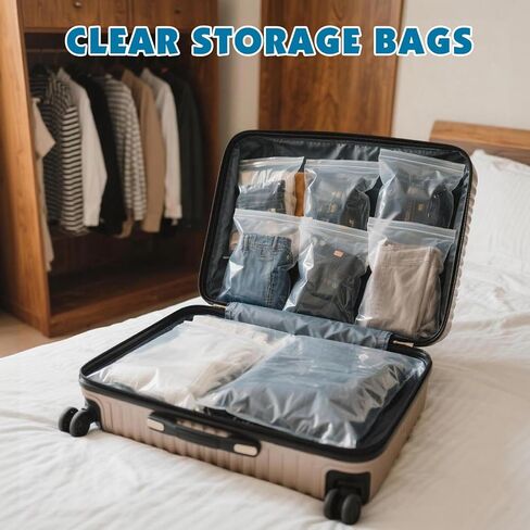 40 Pack Large 3 Gallon Storage Bags with Zipper Top, 16 x 18 inch Zipper Bags, Clear Plastic Bag for Storage, Reusable, Sealable Storage Bag for Clothes, Travel & Moving, Double-sided Thickness 4 Mil in Saudi Arabia