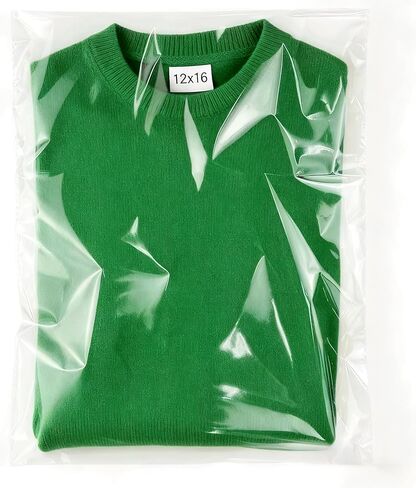 HUOJI 100 عدد 14 × 20 أكياس سيلوفان ذاتية الغلق، أكياس بولي شفافة قابلة للإغلاق للملابس والقمصان ومفضلات الحفلات in Kuwait