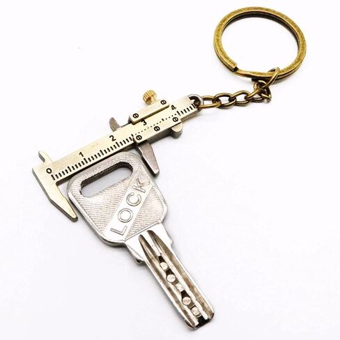 Keyring Adjustable Scale Keychain Key Chain Ruler Mini Vernier Caliper Gadget Simulation Ruler Measuring Gauge(bronze) in Saudi Arabia