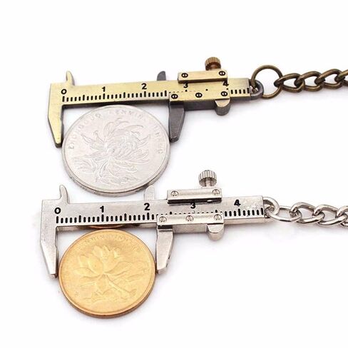 Keyring Adjustable Scale Keychain Key Chain Ruler Mini Vernier Caliper Gadget Simulation Ruler Measuring Gauge(bronze) in Saudi Arabia