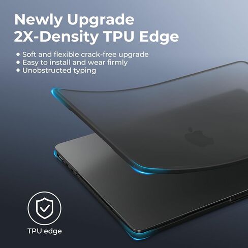 BlueSwan Anti-Cracking Hard Shell Case Compatible with MacBook Pro 13 inch, M2/M1 2025 2022-2017 A2338 A2289 A2251 A2159 A1989 A1706 A1708, Anti-Fingerprint Soft TPU Bumper, Frosted Black in Kuwait