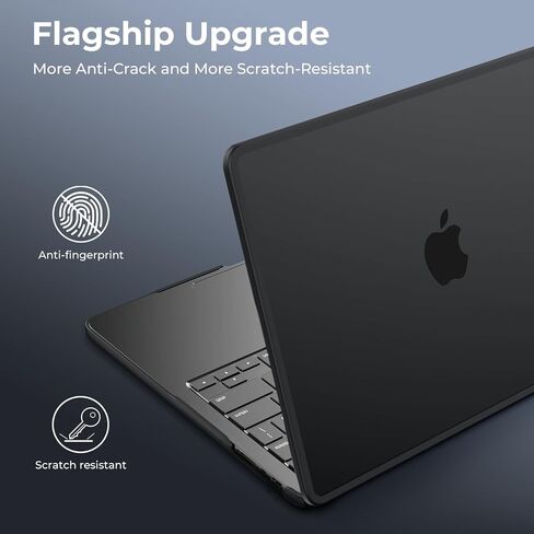 BlueSwan Anti-Cracking Hard Shell Case Compatible with MacBook Pro 13 inch, M2/M1 2025 2022-2017 A2338 A2289 A2251 A2159 A1989 A1706 A1708, Anti-Fingerprint Soft TPU Bumper, Frosted Black in Kuwait