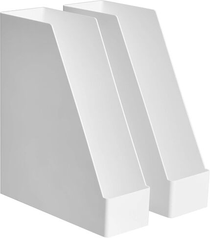 Amazon Basics Rectangular Plastic Desk Organizer, Magazine Rack, White, 2-Pack in Saudi Arabia