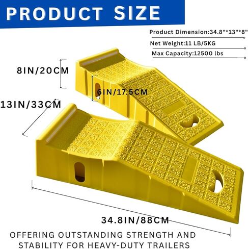 BESEA Heavy Duty Tire Changing Ramps, 2Pack Yellow Trailer Ramps with Non-Slip Surface & Reflective Strips, 8000 lbs Capacity Ramp, 34.8"x13"x8" in Kuwait