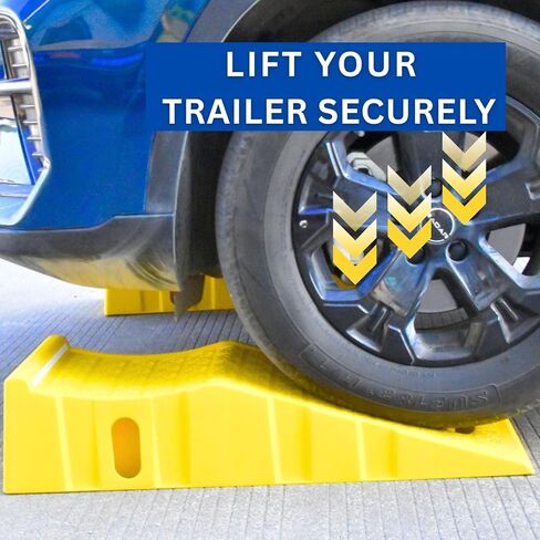 BESEA Heavy Duty Tire Changing Ramps, 2Pack Yellow Trailer Ramps with Non-Slip Surface & Reflective Strips, 8000 lbs Capacity Ramp, 34.8"x13"x8" in Kuwait
