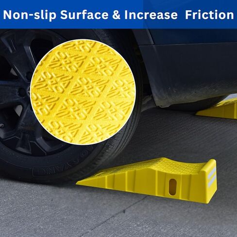 BESEA Heavy Duty Tire Changing Ramps, 2Pack Yellow Trailer Ramps with Non-Slip Surface & Reflective Strips, 8000 lbs Capacity Ramp, 34.8"x13"x8" in Kuwait