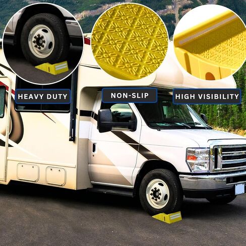 BESEA Heavy Duty Tire Changing Ramps, 2Pack Yellow Trailer Ramps with Non-Slip Surface & Reflective Strips, 8000 lbs Capacity Ramp, 34.8"x13"x8" in Kuwait