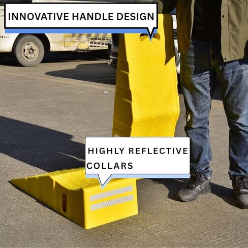 BESEA Heavy Duty Tire Changing Ramps, 2Pack Yellow Trailer Ramps with Non-Slip Surface & Reflective Strips, 8000 lbs Capacity Ramp, 34.8"x13"x8" in Kuwait