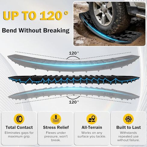moveland Recovery Traction Boards 4WD, 10 Ton Heavy Duty Nylon Off-Road Tracks for Sand Mud Snow, Tire Grip Rescue Boards for SUV Truck Jeep, Includes Mounting Kit & Carry Bag (Black) in Saudi Arabia