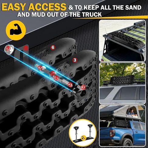 moveland Recovery Traction Boards 4WD, 10 Ton Heavy Duty Nylon Off-Road Tracks for Sand Mud Snow, Tire Grip Rescue Boards for SUV Truck Jeep, Includes Mounting Kit & Carry Bag (Black) in Saudi Arabia