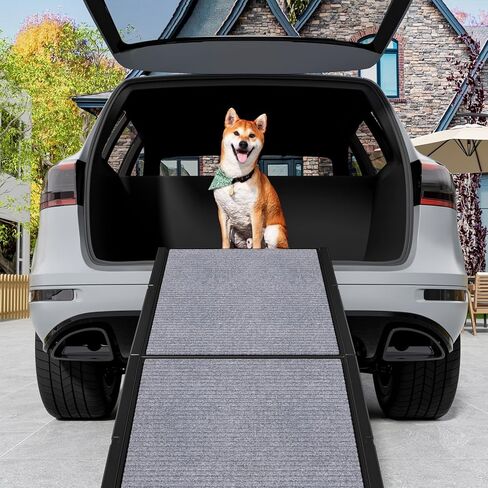 Dog Ramp for Car, Folding Car Ramps for Small to Large Size Dogs, Portable Pets Ramp with Non-Slip Rug Surface, 51" Long & 19.7" Wide HDPE Dog Steps for Car, SUV, Truck in Saudi Arabia