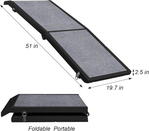 Dog Ramp for Car, Folding Car Ramps for Small to Large Size Dogs, Portable Pets Ramp with Non-Slip Rug Surface, 51" Long & 19.7" Wide HDPE Dog Steps for Car, SUV, Truck in Saudi Arabia