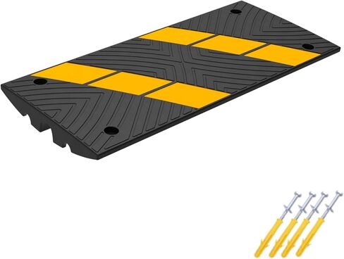 2-حزمة 35.4 "× 15.75" × 2.6 منحدر كبح مطاطي شديد التحمل عتبة الجسر مسارات كبح المنحدرات سعة 22000 رطل منحدر درب للسيارات والشاحنات وسيارات الدفع الرباعي والكراسي المتحركة والمستودعات - منحدرات سيارة سوداء للممر in Kuwait