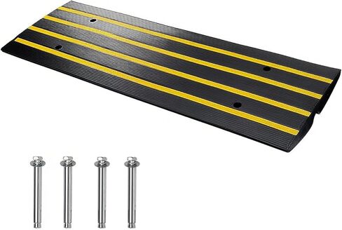 2 Packs 48" Car Driveway Rubber Curb Ramps, Heavy Duty Driveway Gutter Slope Ramp, Low Profile Design for Cars, Water Channel for Drainage, Curbside Bridge Ramp for Loading Dock Garage Sidewalk in Saudi Arabia