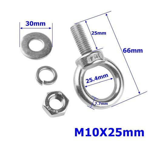 4Set 3/8"x1" Eye Bolt with Nuts, Stainless Steel Shoulder Heavy Duty Lifting Ring Threaded M10X25mm Eyebolts in Saudi Arabia