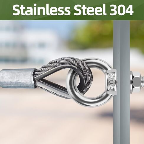 4 Pack M6 x 25mm Stainless Steel Eye Bolts with Nuts & Washers, Lifting Ring Threaded Eyebolt Kit for Swing Board Furniture and DIY (1/4" x 1 inch) in Kuwait