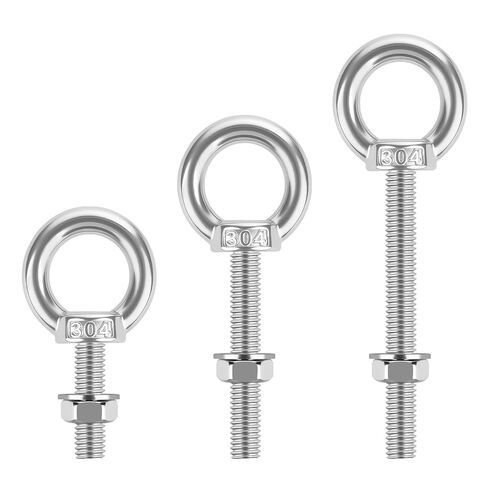 4 Pack M6 x 25mm Stainless Steel Eye Bolts with Nuts & Washers, Lifting Ring Threaded Eyebolt Kit for Swing Board Furniture and DIY (1/4" x 1 inch) in Kuwait