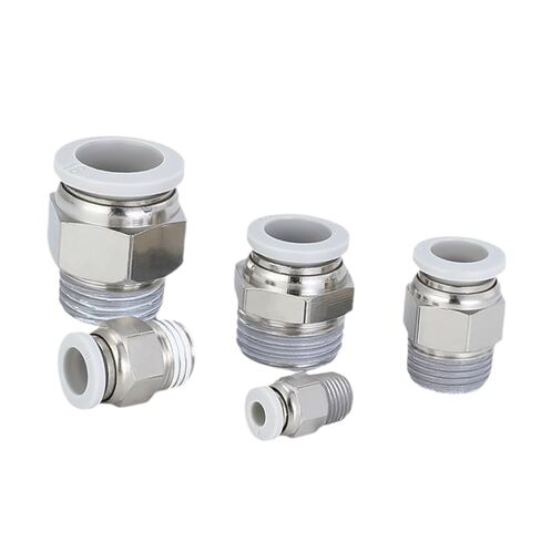 4 قطعة القصبة الهوائية الأبيض الموضوع النحاس النيكل مطلي PC8-02 10-01 اسطوانة إدراج سريع تستقيم مستقيم فوهة الهواء موصل سريع (PC16-02) in Kuwait