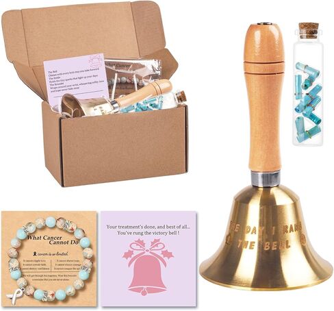 مجموعة هدايا الناجيات من السرطان للنساء - صندوق هدايا نهاية جرس العلاج الكيميائي مع سوار ملهم للسرطان، اليوم الأخير للاحتفال بالعلاج الكيميائي، هدايا التعافي والشفاء in Kuwait