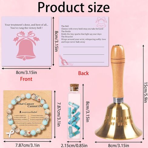مجموعة هدايا الناجيات من السرطان للنساء - صندوق هدايا نهاية جرس العلاج الكيميائي مع سوار ملهم للسرطان، اليوم الأخير للاحتفال بالعلاج الكيميائي، هدايا التعافي والشفاء in Kuwait