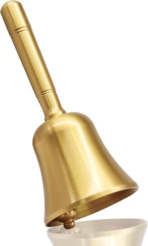 Super Loud Solid Brass Hand Call Bell - Elegant Gold Finish for Weddings, Classroom, Dinner, Meditation & More, Premium Quality Brass with Ergonomic Non-Slip Handle, Clear Resonant Sound in Kuwait