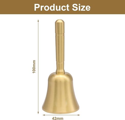 Super Loud Solid Brass Hand Call Bell - Elegant Gold Finish for Weddings, Classroom, Dinner, Meditation & More, Premium Quality Brass with Ergonomic Non-Slip Handle, Clear Resonant Sound in Kuwait