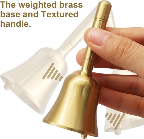Super Loud Solid Brass Hand Call Bell - Elegant Gold Finish for Weddings, Classroom, Dinner, Meditation & More, Premium Quality Brass with Ergonomic Non-Slip Handle, Clear Resonant Sound in Kuwait