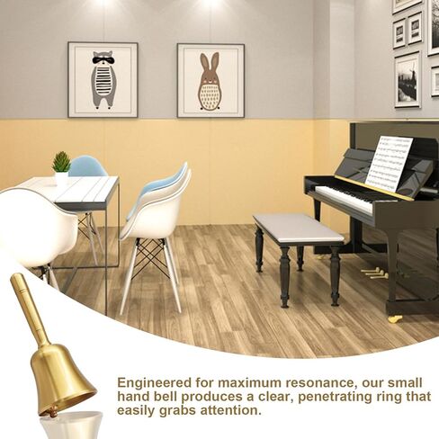 Super Loud Solid Brass Hand Call Bell - Elegant Gold Finish for Weddings, Classroom, Dinner, Meditation & More, Premium Quality Brass with Ergonomic Non-Slip Handle, Clear Resonant Sound in Kuwait