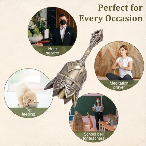 جرس يد عتيق من سبائك النحاس، جرس لوتس لكبار السن، أجراس رنين لخدمة كبار السن لتدريب الحيوانات في حفلات الزفاف، لون نحاسي in Kuwait