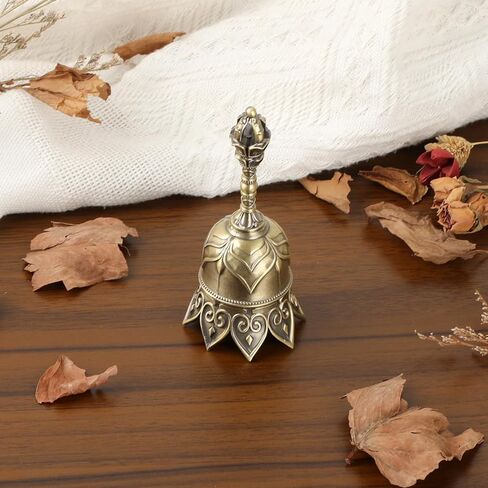 جرس يد عتيق من سبائك النحاس، جرس لوتس لكبار السن، أجراس رنين لخدمة كبار السن لتدريب الحيوانات في حفلات الزفاف، لون نحاسي in Kuwait