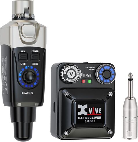 Xvive U45 Wireless in-Ear Monitor System with 5.8GHz Transmitter and Receiver (Black) in Kuwait