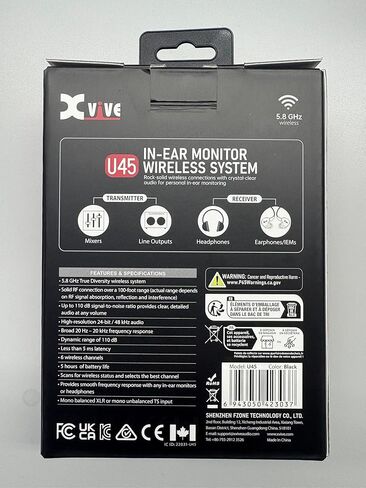 Xvive U45 Wireless in-Ear Monitor System with 5.8GHz Transmitter and Receiver (Black) in Kuwait