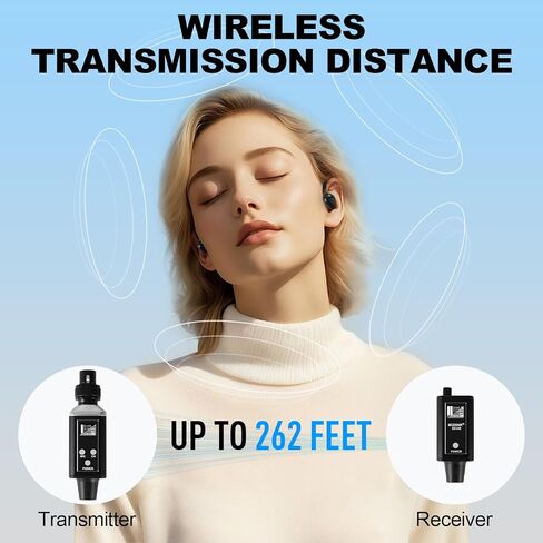 Wireless In Ear Monitor System, Professional UHF Metal Wireless IEM System, 16 Adjustable Channel, Portable Rechargeable Transmitter and bodypack Receiver for Studio, Band Rehearsal, Live Performance in Kuwait