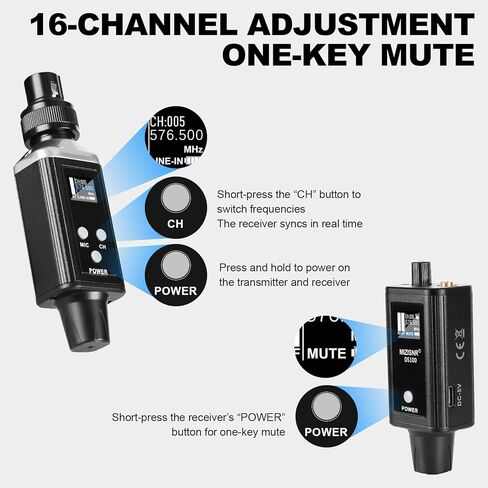 Wireless In Ear Monitor System, Professional UHF Metal Wireless IEM System, 16 Adjustable Channel, Portable Rechargeable Transmitter and bodypack Receiver for Studio, Band Rehearsal, Live Performance in Kuwait