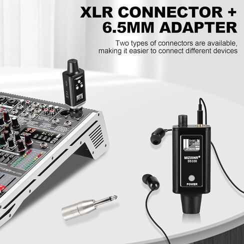 Wireless In Ear Monitor System, Professional UHF Metal Wireless IEM System, 16 Adjustable Channel, Portable Rechargeable Transmitter and bodypack Receiver for Studio, Band Rehearsal, Live Performance in Kuwait