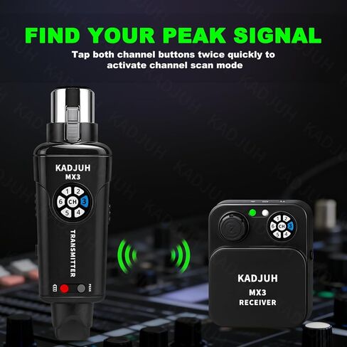 MX3 Wireless in Ear Monitor System 2.4ghz Stereo IEM System Transmitter and bodypack Receiver for Studio, Band Rehearsal, Live Performance, Channel Scan Mode in Kuwait