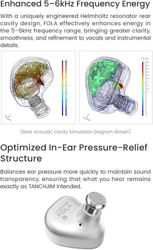 TANCHJIM FOLA HiFi in-Ear Monitor, Low Distortion DMT5 1DD Vocal & Instrument Enhance Wired Earphones Support APP Control HRTF Virtual 7.1/5.1 & Gaming Sound, IEM with 3 Tuning Nozzles（Without mic） in Kuwait