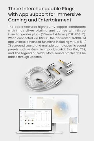 TANCHJIM FOLA HiFi in-Ear Monitor, Low Distortion DMT5 1DD Vocal & Instrument Enhance Wired Earphones Support APP Control HRTF Virtual 7.1/5.1 & Gaming Sound, IEM with 3 Tuning Nozzles（Without mic） in Kuwait