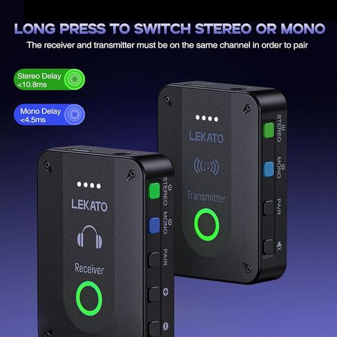 LEKATO Wireless in Ear Monitor System MS-02 Transmitter, Upgraded 2.4G Stereo IEM System Low Latency, Auto-Pairing,One to More, in-Ear Monitoring for Church,Band,Singer,Stage (Only Transmitter) in Kuwait