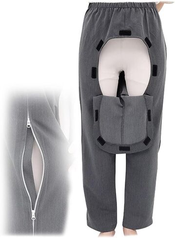 Patient Care Pants, Rehabilitation Trousers, Adult Open Crotch Pants Clothing Incontinence Pants For Women And Men Disabled And Elderly Suitable Clothing For Clothing Easy To Wear And Remo(Color:XL) in Kuwait