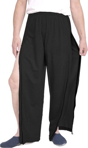 سراويل قابلة للتمزيق بعد العمليات الجراحية للرجال، سراويل رياضية خفيفة الوزن مفتوحة بالكامل بسحاب جانبي in Kuwait