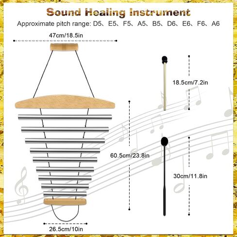 Hand Chime with Mallet 9-Tone, Sound Healing Instruments, Beautiful Sustained Sound, Energy Chime for Meditation Relaxing Yoga in Kuwait