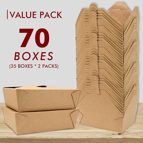 EcoDispose 71 oz Kraft Paper Pack of 70 Fold To Go Containers, Microwaveable Leak and Grease Proof Take Out Boxes for Lunch,Leftover and Restaurant in Saudi Arabia